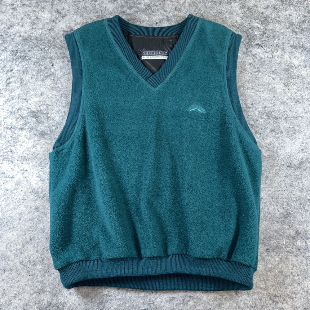 Vtg Sun Mountain‎ Pullover Golf Fleece Vest Men's Large Green Lined Grandpacore